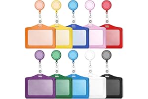 DDKY Confezione da 10 Porta Badge, Badge per Rotoli retrattili, Porta Badge in Pelle per impiegati, Studenti, Medici, Insegnanti, Carte d'identità