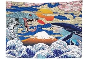 Ulticool - Appeso a Parete Decorazione - Serpente Balena Giappone Arte - 200 x 150 cm Grande Murale Manifesto - Accessori Casa Soggiorno Camera da Letto Soffitto