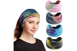 HCYANGZHANG 4 Stück Haarband Damen, Women's Wide Elastic Soft Boho Hair Bands, Boho Headband Print Hair Accessories, Yoga Sports Headband Multicoloured Headband Women's