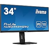iiyama XUB3493WQSU-B5 34 Inch ADS-IPS with HDR (sRGB: 100 Percent, NTSC: 74 Percent), 4ms, 21:9 Ultra Wide 3440 x 1440 , Free