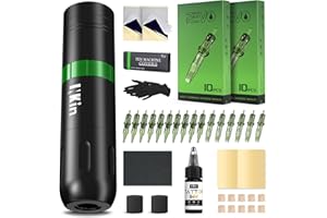 INKin Maquina de Tatuar Kit Completo, Maquina de Tatuar Inalambrica con Pantalla LED y Batería de 1500mAh, Ultra Kit Tatuaje Completo con Tinta Tatuaje, Agujas Tatuaje para Principiantes y Artistas
