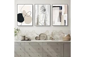 Herfair Juego de 3 cuadros para sala de estar, diseño abstracto de geometría, póster para dormitorio, simplicidad, póster artístico, sin marco (40 x 50 cm)