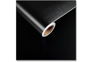 CRE8TIVE Papier Peint Noir Métal Brossé Papier Peint Adhesif Mural Stickers Cuisine Papier Adhesif pour Meuble Papier Peint Décoratif Imperméable Papier Peint Autocollant Vinyle 60cm x 300cm