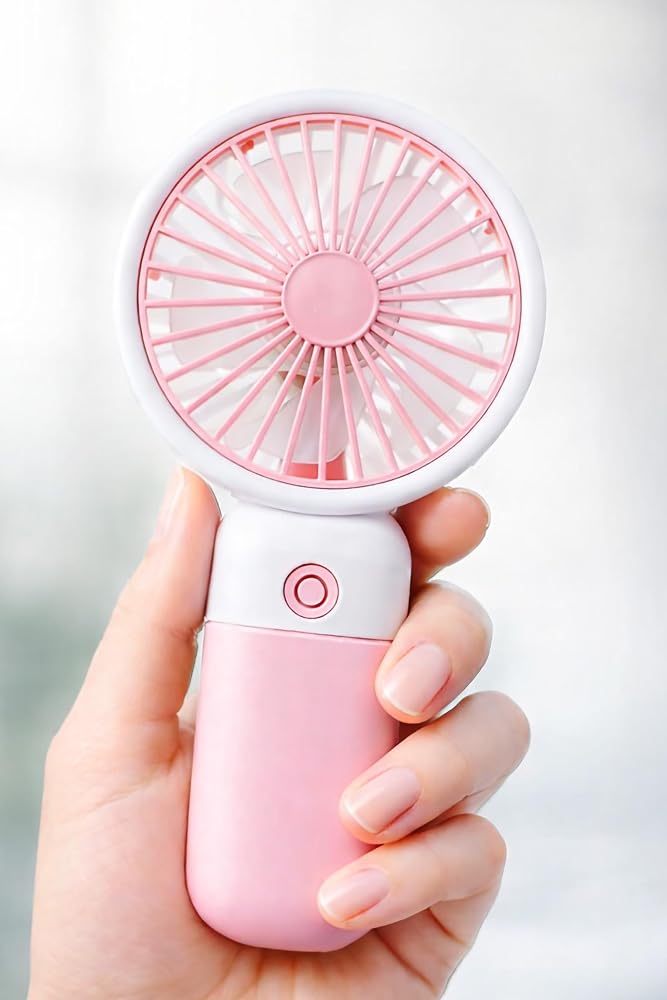 Standlı 3 MOD Şarjlı El Fanı 3 Kademe Seyahat Masaüstü Vantilatör Taşınabilir Mini Fan F139 (Pembe)