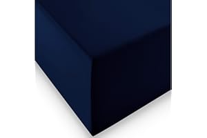 fleuresse Comfort XL prześcieradło z gumką (96% bawełna, 4% elastan), z gumką dookoła i standardem Ökotex 100, do materacy o wysokości do 40 cm, 90 – 100 x 200 – 220 cm, granatowe