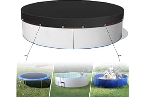 AOUQEE Cubierta de Piscina Redonda de 245 cm de diámetro, Cubierta Redonda para Piscinas sobre el Suelo, protección UV, con Clavos para el Suelo para Impermeable y Resistente al Polvo (Negro)