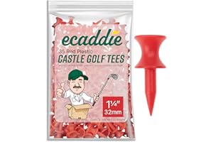 ECADDIE Plastic Castle Graduated Golf Tees - Green, Red, Blue, Yellow, White, Pink, Purple, Orange