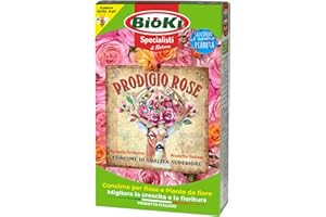 BIOKI [CONCIME ROSE] PRODIGIO ROSE concime ENERGIZZANTE COMPLETO per ROSE [migliora E PROLUNGA la fioritura] [ASTUCCIO 900 g].