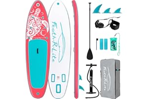 FEATH-R-LITE Inflatable Stand Up Paddle Board Ultra-Light Paddleboard with ISUP Accessories Including Adjustable Paddle, Backpack, Pump, Leash, Fins