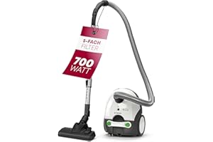 ‎BOMANN Bomann® Bodenstaubsauger mit energiesparenden 700 Watt | Staubsauger mit 5-Fach Mikrofiltersystem | Sauger mit Beutel | Umschaltbare Bodenbürste und Bürsten-/Fugendüse | BS 9019 CB N weiß