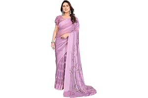 ETHNICMODE Indian Saree For Women Printed Georgette Light Weight Jari Party Wear Purple Sari With Unstitched Purple Blouse Piece-1140