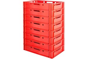 8x Euro Apilamiento de Plástico Caja Industrial Euro Caja Almacenamiento Eurobox E1 Kingpower