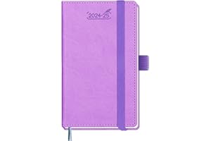 BEZEND 18-Monate Taschenkalender 2024 2025 Klein Terminplaner A6 PU-Leder Hardcover Kalender [Lavendel] Wochenplaner Juli 24-Dez 25 Buchkalender mit Stifthalter