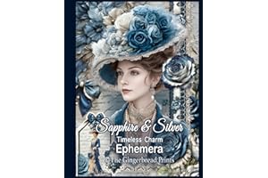 Sapphire & Silver: Timeless Charm - Victorian Ephemera Unveiled Cut-out and Collage Vintage Images Book for Scrapbooking, Paper Craft, Card Making
