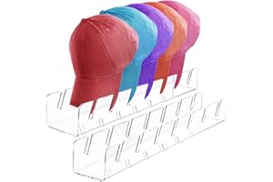 JIANGLAI JIANGLIA Hat Stand - Acrylic Baseball Cap Display Holder, 14 Caps, No Install 2 Pcs(Clear)