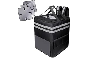 OGEFOTED Insulated Food Delivery Backpack, Commercial Pizza Delivery Bag, Large Thermal Food Warmer Transport Carrier Bags for Hot or Cold Food - 16"x15"x20", Black