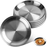 DAOOZHU Stainless Steel Round Plate 20cm 5 Pieces | Lightweight, stable and odorless, dishwasher safe and stackable, for camp