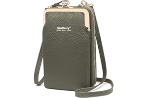 HNOOM Borse a Tracolla per Cellulare Borsa Piccola Tracolla Donna Portafoglio Tracolla Donna in Pelle PU Mini Borsa Tracolla per Cellulare Borsa Porta Cellulare (Verde Scuro)