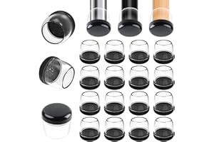 Ezprotekt 16 Patins de Pieds de Chaise pour Moquette, Patins de Protection des Pieds de Chaise en TPE Haute élasticité en Caoutchouc Souple sans Bruit, Convient aux Pieds Ronds 12-20mm