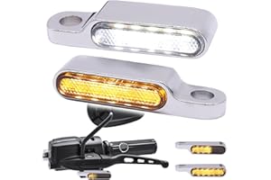 JMTBNO Motorrad Blinker LED Chrom Lichter Lauflicht Tagfahrlicht Motorrad Lenker Miniblinker Lampe Bernstein Weiß 12V Kompatibel mit Harley Dyna Sportster 883 XL1200 Road King Softail