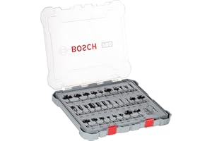 Bosch Professional Set Mixto de Brocas Fresadoras de 30 Piezas (para madera, vástago de Ø 1/4 Inch, Accesorios Fresadoras)