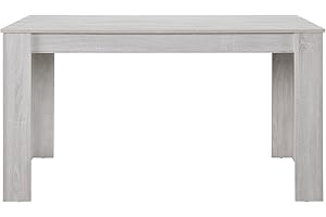 [en.casa] Tavolo da Pranzo con Piano Rettangolare 140 x 90cm Tavolo da Cucina Fino a 6 Posti Postazione di Lavoro Studio - Effetto Rovere Bianco