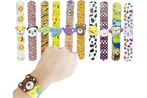 YAAVAAW Animal Slap Bracelets Wristband Slap Bands for Kids Party Bag Filler,10Pc 3D Animal Design Snap Bracelet Bands Bulk for Kids Boys Girls Birthday Jungle Animal Party Favors Classroom Prizes Xmas Gifts