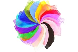 ZEYOU 20 Pcs Sensory Scarves,Dance Scarves, Juggling Scarf for Children Kids Performance,Juggling Scarves Coloured Chiffon and Sensory Play for Dance, Performance, Party, Travel, Sports, Stage Props, Magic