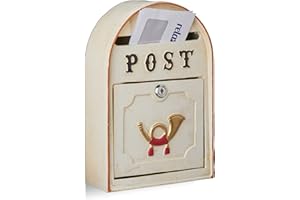 Relaxdays Western Vintage Style Skrzynka na Listy, Beżowy, 30 x 20 x 8 cm