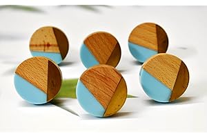 ARTISNO Boutons de porte en résine de bois à trois tons dorés - Style vintage shabby chic - Pour meubles, placards, tiroirs (bleu) set-6