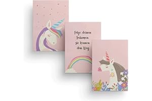 Friendly Fox Kinderzimmer Poster Babyzimmer - 3er Set Wandbilder - DIN A4 - Kinderposter (Unicorn)