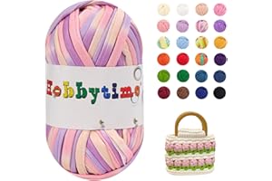 Naturezhen 5 Pezzi Fettuccia per Borse a Uncinetto, 500g Filato Maglieria Filato Grosso 3mm per Ferri e Uncinetto, Fai da Te, Decorazioni, Artigianato, Borse Coperte Scarpe (Viola abbagliante)