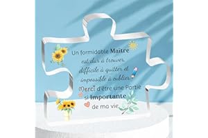 FCZIVA Maître Acrylique Puzzle Plaque Ornements Homme Jour Professeur Cadeaux Bureau Signe Noël Décoration Anniversaire Merci Enseignant Souvenirs Retraite Apprécier tournesols Design
