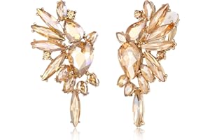 EVER FAITH Skrzydła kryształowe klipsy do uszu modne kolczyki Art Deco kolorowe markizy krople dla panny młodej wiszące kolczyki dla kobiet przezroczysty srebrny odcień