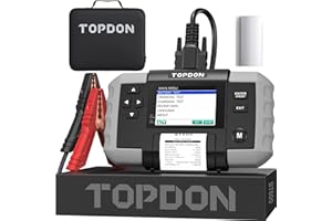 TOPDON BT600 Batterietester KFZ 12V 24V, 100-2000 CCA Autobatterie Tester mit Drucker, 3,5 Zoll Farbbildschirm, 5,9 Fuß Kabel, Mini-USB für Software-Update, Verfügbar für Heimwerker und Profis