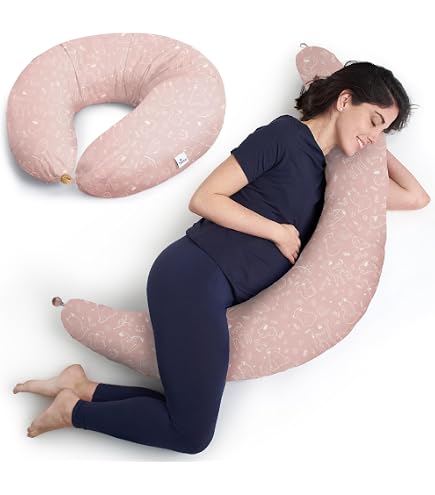 LOOLAY® - Coussin d'allaitement 2 côtés - En Minky/coton - XXL - Super doux - Coussin de positionnement, pour dormir sur le côté - Avec housse - 170 cm - Étoiles grises/Minky gris