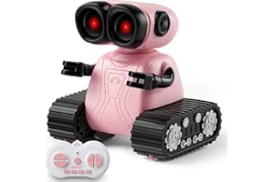 SGILE Robots Jouets Programmables, Robot Emotionnel avec 22 Types d'Expressions Faciales, Yeux avec LED, Musique, Marche, Chante, Cadeaux pour Enfants, Garçons, Filles, 3 4 5 6 7 Ans, Rose
