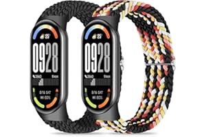 Wizvv Pleciona bransoletka Mi Band 9 / Mi Band 8 dla mężczyzn i kobiet, elastyczny, miękki nylon, pasek do zegarka, zapasowy pasek do Xiaomi Smart Band 9 / Xiaomi Smart Band 8, 2 sztuki