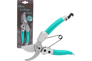 Altera la Vita Professionelle Floristenschere, Gartenschere, Baumschere, Rosenschere | klein ergonomisch für Rechts- und Linkshänder | Bypass-Schere hochwertige scharfe SK5-Stahl Klingen 18 cm Türkis
