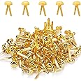 Split Pins,Scrapbooking Brads Split Pin,100pcs Mini Gold Brad Metal Paper Fasteners Coloured Brad Fasteners Pastel Round Brads for Paper Craft DIY Stamping Scrapbook Office Household Supplies(8*17mm)