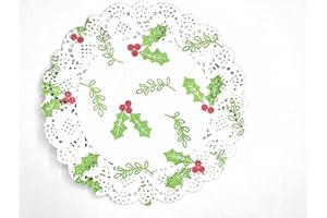 Selecto Bake 100 Pcs Christmas Berries White Cake Decorating Pads Lace Paper Doilies 6.5'' (16.5cm)