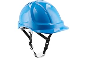 Högert Technik PLONER Casque de Protection Bleu uni | Casque de Protection pour Constructeur | en 397 | Réglable avec Un Bouton | Trous d'aération | Bandeau Anti-Transpiration | Protection UV