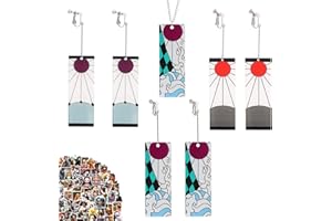 Zaky 24 pcs Demon Slayer Anime Earrings Necklace Set Tanjiro Jewelry Demon Slayer Sticker kimetsu no Yaiba Gift