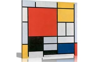 ARTLEY PRINTS Impression sur toile encadrée avec grand avion rouge par Piet Mondrian - Décoration murale à suspendre - 60 x 60 cm