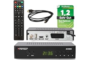 RED OPTICUM HD Sat Receiver für Satellitenschüssel mit Aufnahmefunktion S-Box PVR - Timeshift, HDMI, SCART, USB, Coaxial - Digital TV Receiver für Satelliten/Satellit + HDMI Kabel