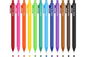 YISAN Penna roller a inchiostro gel, 12 Multicolore, 0,7 mm, per scrivere, ad asciugatura rapida, pittura, Bullet journal, 71044