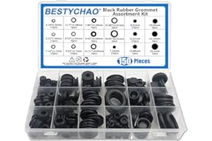BESTYCHAO 150pcs 18 Sizes Black Rubber Grommet Electric Conductor Sealing Ring Assortment for Protection of Wires, Plugs and Cables