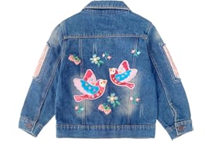 Peacolate 3-10 Ans Printemps Automne Fille Veste en Jean