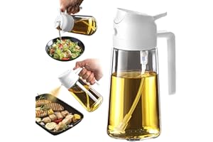 TrendPlain Spruzzino Olio per Friggitrice Aria 470ml, Dosatore Olio 2 in 1, Oliera Spray per Cucina, Insalata e Aceto, Accessori Cucina senza BPA - Bianco