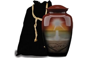 FOREVER URNS - CHERISH THE MEMORIES Adult Cremation URNS for Ashes- Extra Large Ocean Love Cremation Urns for Human Ashes - Completely Handcrafted with Volume 320 Cu. in. with Velvet Protection Bag.